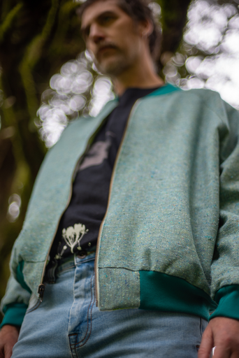 Chaqueta Bomber Reversible Verde Flores